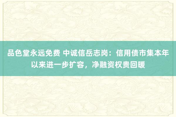 品色堂永远免费 中诚信岳志岗：信用债市集本年以来进一步扩容，净融资权贵回暖