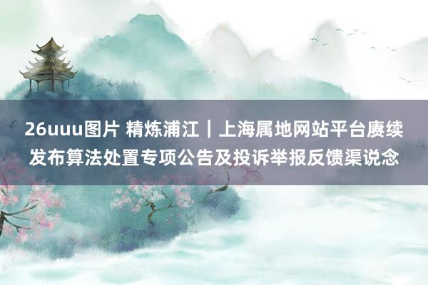 26uuu图片 精炼浦江｜上海属地网站平台赓续发布算法处置专项公告及投诉举报反馈渠说念