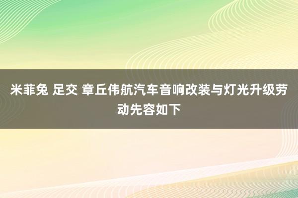 米菲兔 足交 章丘伟航汽车音响改装与灯光升级劳动先容如下