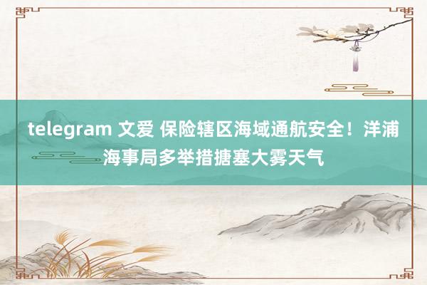 telegram 文爱 保险辖区海域通航安全！洋浦海事局多举措搪塞大雾天气