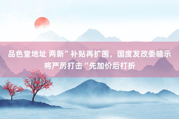 品色堂地址 两新”补贴再扩围，国度发改委暗示将严厉打击“先加价后打折