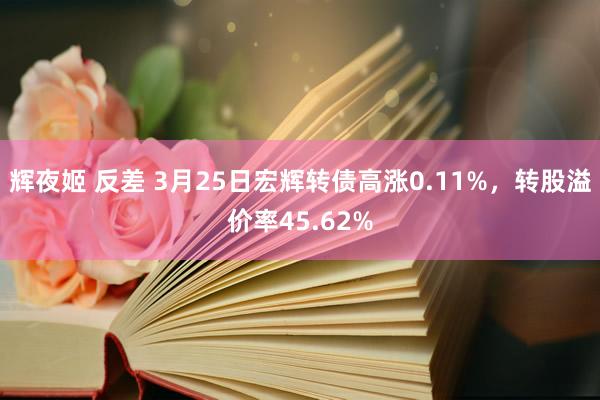 辉夜姬 反差 3月25日宏辉转债高涨0.11%，转股溢价率45.62%