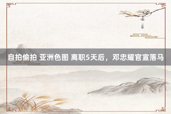 自拍偷拍 亚洲色图 离职5天后，邓忠耀官宣落马