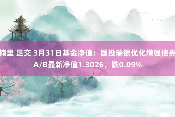 楠里 足交 3月31日基金净值：国投瑞银优化增强债券A/B最新净值1.3026，跌0.09%