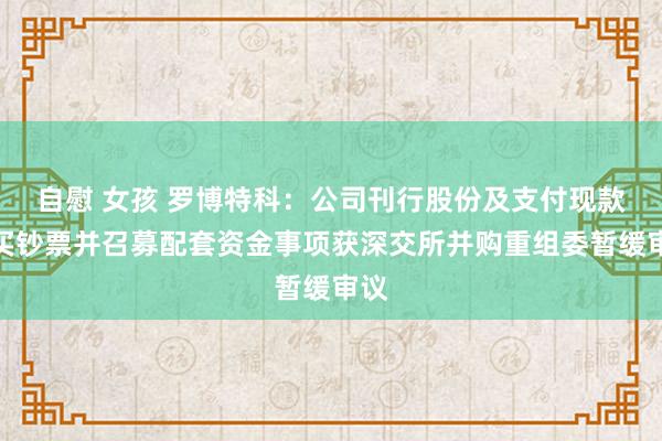 自慰 女孩 罗博特科：公司刊行股份及支付现款购买钞票并召募配套资金事项获深交所并购重组委暂缓审议