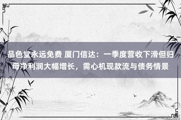 品色堂永远免费 厦门信达：一季度营收下滑但归母净利润大幅增长，需心机现款流与债务情景
